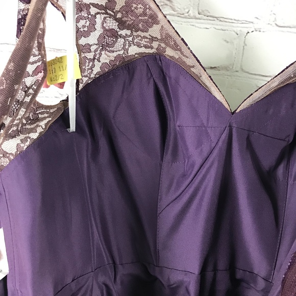 Watters W Too Short Plumb Bridesmaid Dress - Picture 7 of 8